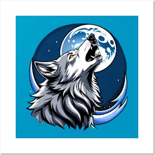 Wolf howling at moon tshirts Posters and Art